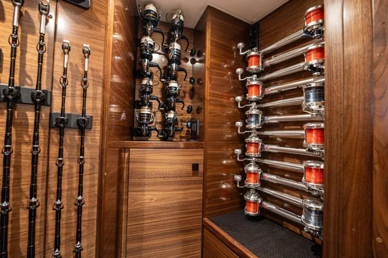 Boujie Yacht Photos Pics 2025 82 Viking Convertible Boujie Tackle Room