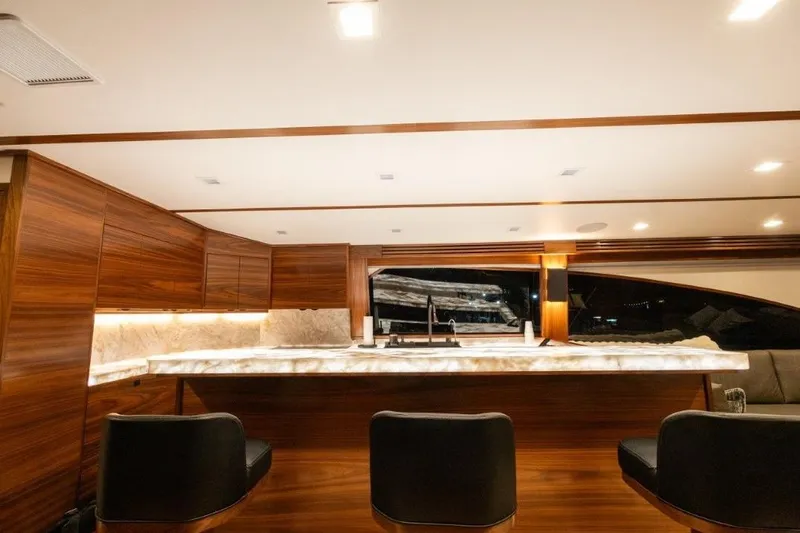 Boujie Yacht Photos Pics 2025 82 Viking Convertible Boujie Bar Seating