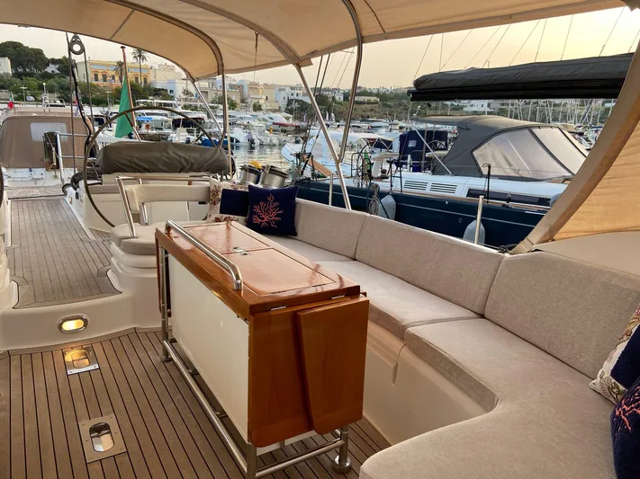 Cygnus Of Anglesey Yacht Photos Pics Luxurious 2004 Oyster 82 yacht interior with elegant seating and marina view.