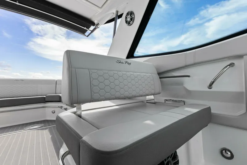 Liquid Asset Yacht Photos Pics 2022 Sea Ray Sundancer 320 interior with luxurious seating and modern design.
