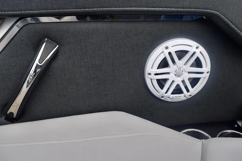  Yacht Photos Pics Interior of 2025 Monterey 275SS Super Sport with JL Audio speaker and sleek handle design.