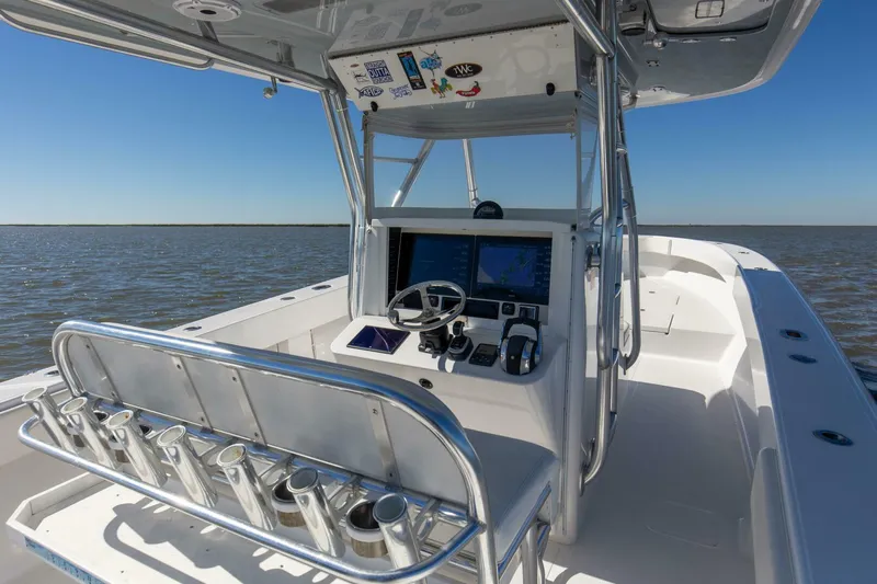  Yacht Photos Pics 2021 Bahama 41 Center Console boat with advanced navigation system on open water.
