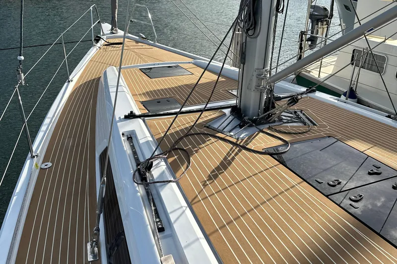 The Perch Yacht Photos Pics 2023 Grand Soleil 46 LC sailboat deck with sleek design and modern fittings.