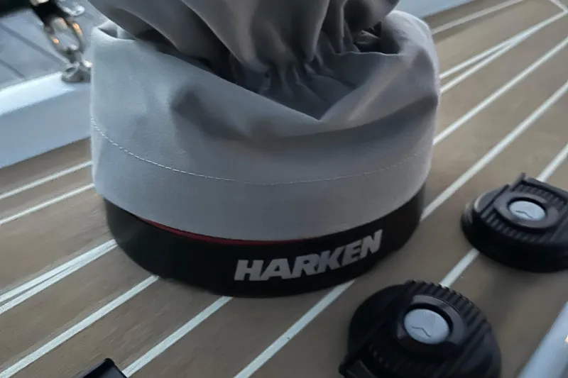 The Perch Yacht Photos Pics Harken winch on 2023 Grand Soleil 46 LC yacht deck, featuring sleek design and functionality.