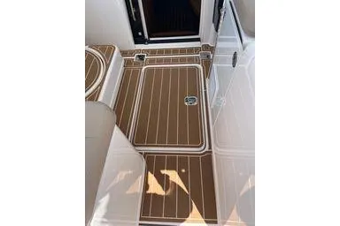 Yacht Photos Pics 2008 Tiara Yachts 3200 Open interior with teak flooring detail.