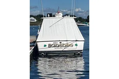  Yacht Photos Pics 2008 Tiara Yachts 3200 Open docked, rear view with cover, calm water.