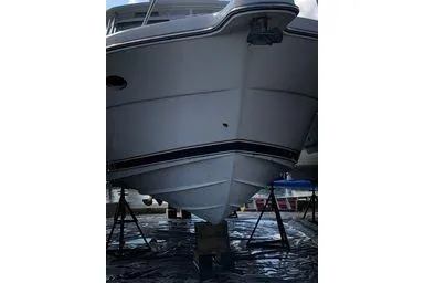  Yacht Photos Pics 2008 Tiara Yachts 3200 Open on stands, showcasing hull design.