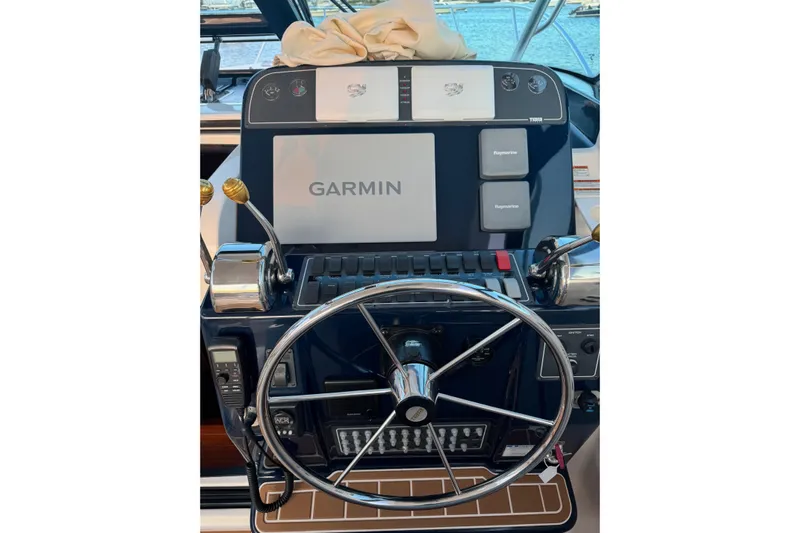  Yacht Photos Pics Helm of 2008 Tiara Yachts 3200 Open with Garmin navigation system.