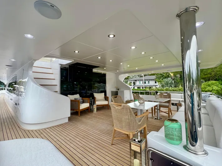 Panacea Yacht Photos Pics Luxurious 2011 Mengi Yay 115 MY yacht deck with elegant seating and modern design.
