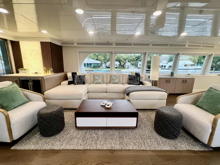 Panacea Yacht Photos Pics Luxurious interior of 2011 Mengi Yay 115 MY yacht with modern furnishings.