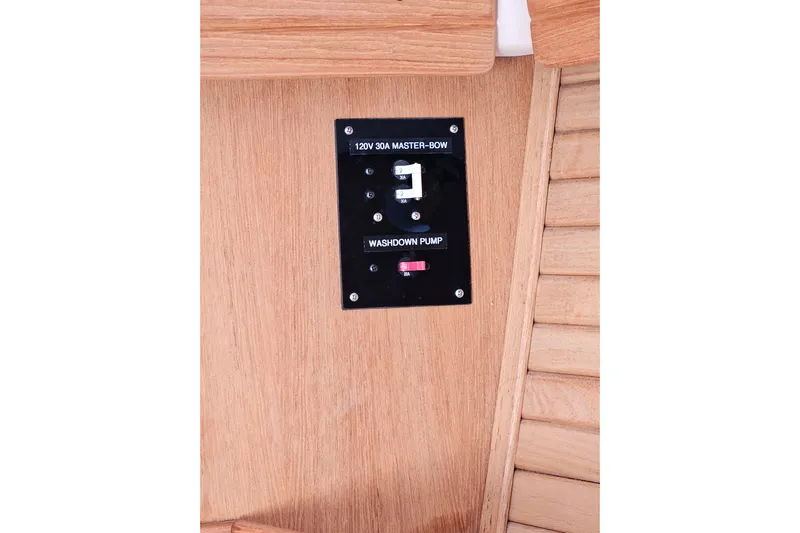 "juniper" Yacht Photos Pics Control panel on 2006 Catalina 400 MkII yacht, featuring washdown pump switch.