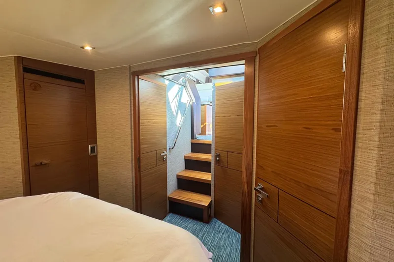 Present Tense Yacht Photos Pics Master cabin with main bulkhead doors open