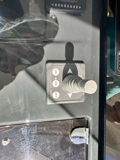  Yacht Photos Pics Control panel of 2025 Jeanneau DB/37 OB boat with joystick and switches.