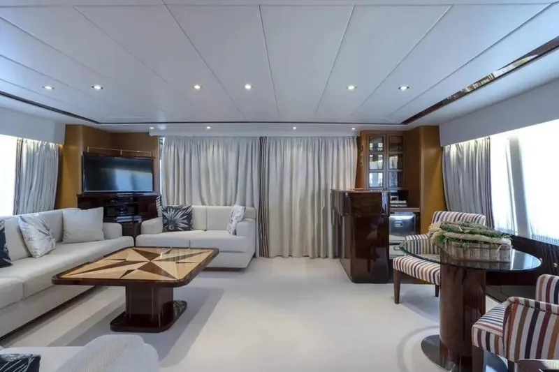  Yacht Photos Pics Luxurious interior of 2017 Codecasa Falco 24 yacht with elegant seating and modern decor.