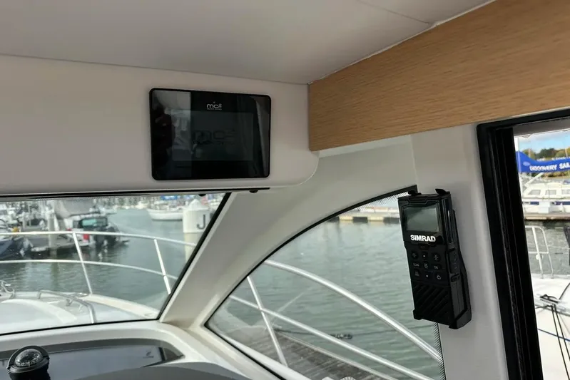Bertie Yacht Photos Pics Interior view of 2024 Nimbus 405 Coupé with Simrad marine electronics.