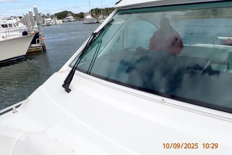  Yacht Photos Pics 2022 Formula 380 Super Sport Crossover OB docked at marina, front view.