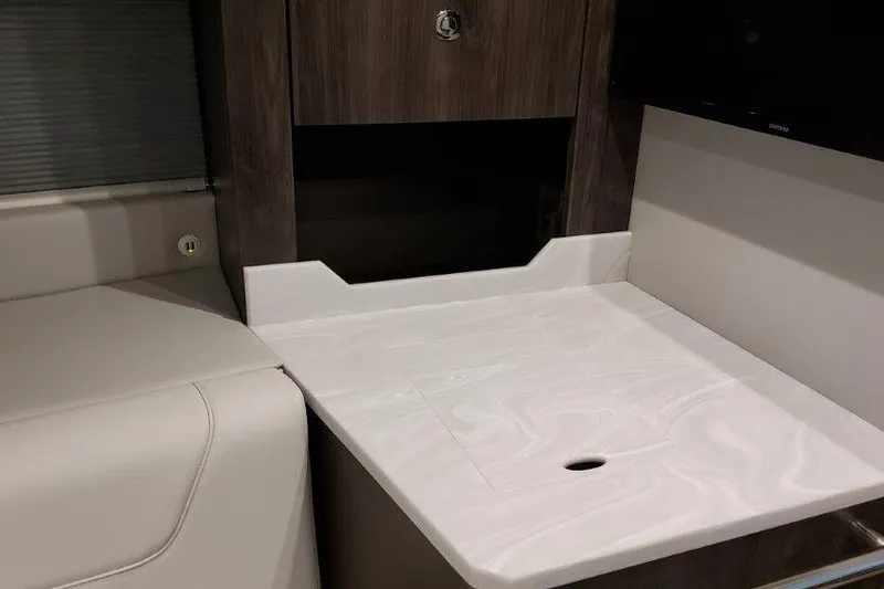  Yacht Photos Pics Interior of 2022 Formula 380 Super Sport Crossover OB with sleek countertop design.
