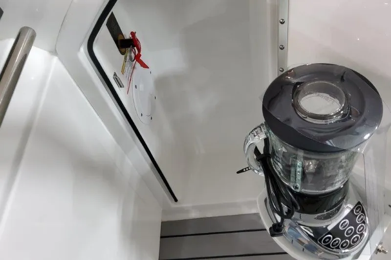  Yacht Photos Pics 2022 Formula 380 Super Sport Crossover OB interior with blender on counter.