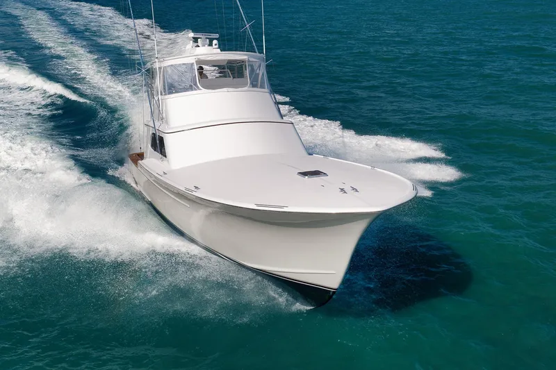 Decoy Yacht Photos Pics 2002 Paul Mann 60 Custom Carolina yacht cruising on open water.