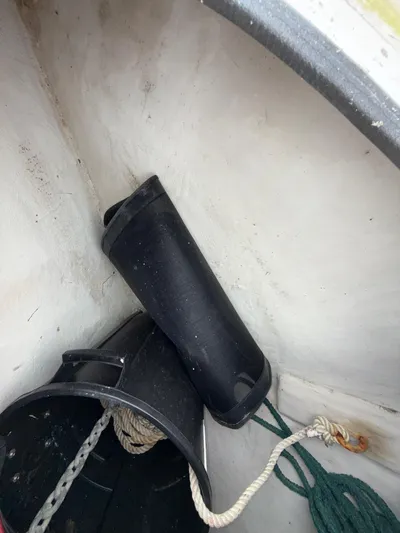  Yacht Photos Pics Storage compartment on 2006 Sea Ray 40 Motor Yacht with ropes and black containers.