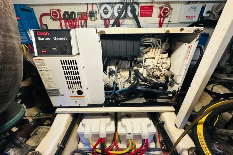 No Rush Yacht Photos Pics Onan Marine Genset in 2006 Sabre 42 Fly Bridge engine room.