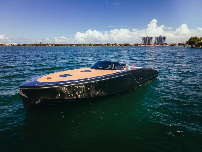  Yacht Photos Pics 2020 Frauscher 1017 GT luxury yacht on open water.