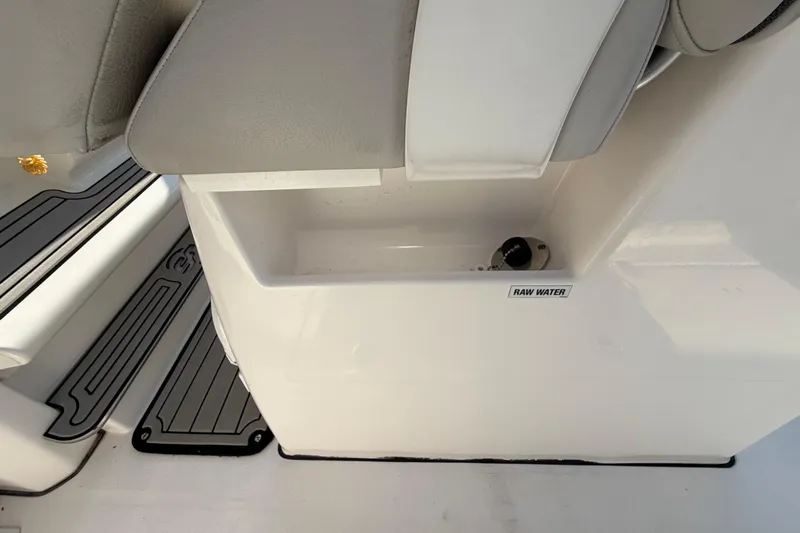  Yacht Photos Pics Sea Fox 288 Commander 2022 boat interior with raw water access panel.