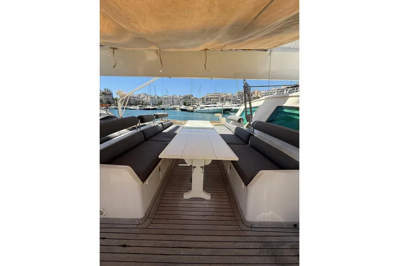 Amazon Yacht Photos Pics Vintage 1949 Liding&ouml;verken J.A. &Aring;berg yacht interior with seating and table, docked at marina.