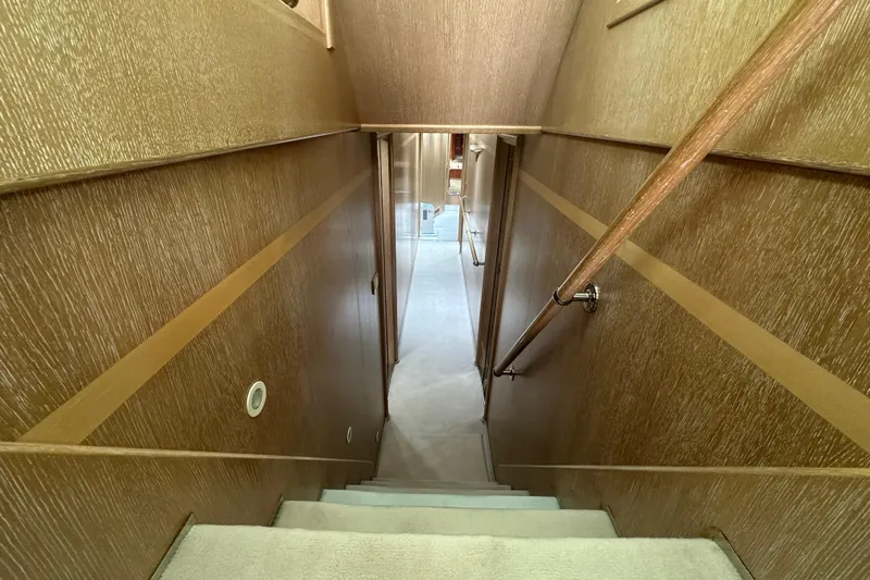 Amazon Yacht Photos Pics Staircase with wooden walls in a 1949 Vintage Liding&ouml;verken J.A. &Aring;berg interior.