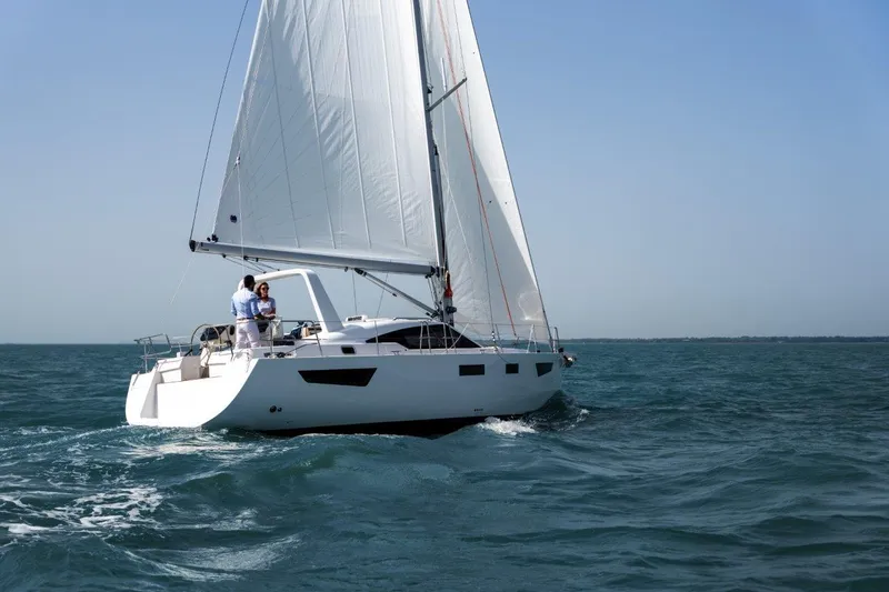 Off The Grid Yacht Photos Pics 2024 Southerly 420 sailboat cruising on open water under clear skies.