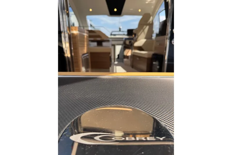  Yacht Photos Pics 2025 Cobrey 42 FLY yacht interior with modern design and luxurious seating.