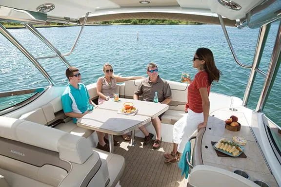Wet Benefits Yacht Photos Pics Manufacturer Provided Image: People enjoying a day on a 2015 Formula 370 Super Sport boat.