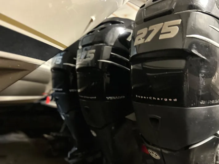  Yacht Photos Pics Triple 275 horsepower supercharged engines on a 2007 Donzi 38 ZF Cuddy boat.