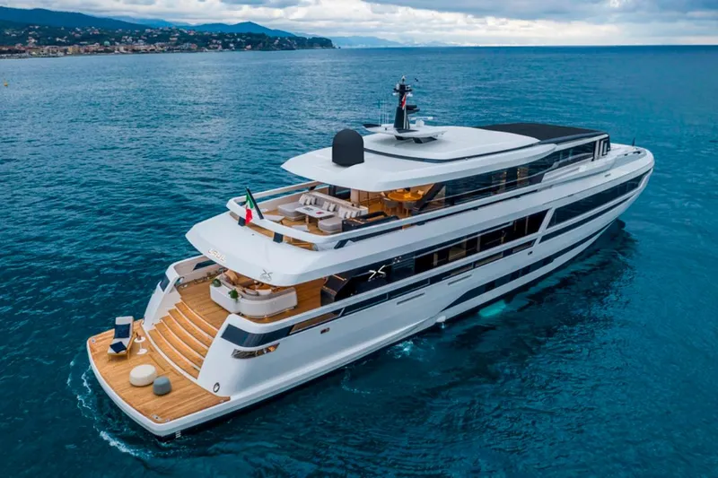 L.a.u.l. Yacht Photos Pics Luxurious 2019 ISA Extra 130 Alloy yacht cruising in serene blue waters.