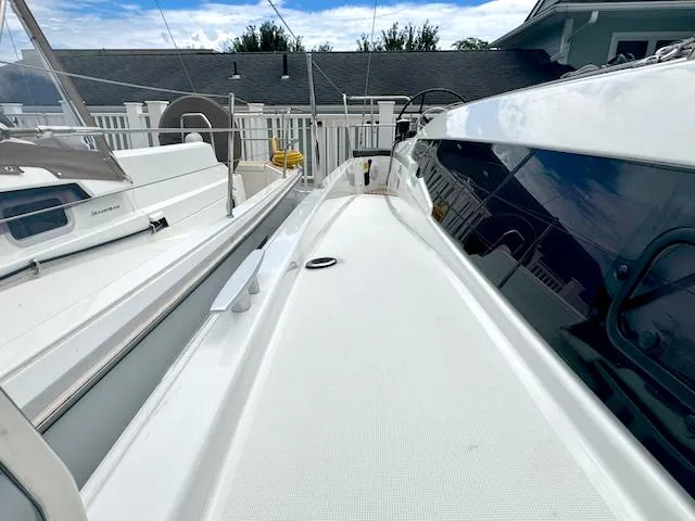 410 #345 In Stock Yacht Photos Pics 2024 Jeanneau Sun Odyssey 410 deck view, showcasing sleek design and modern features.