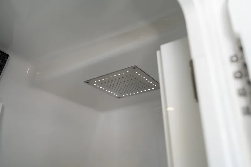  Yacht Photos Pics 2024 Blackfin 400 CC interior ceiling with modern LED lighting.