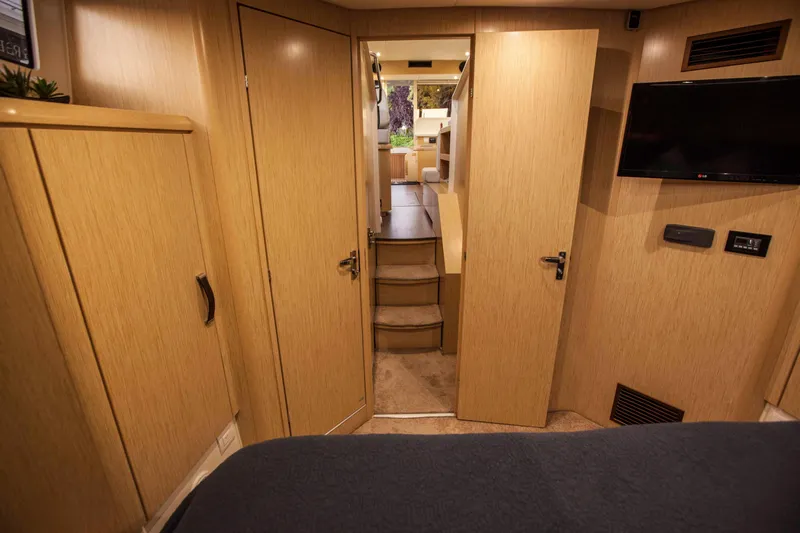 Soteria Yacht Photos Pics Interior of 2017 Greenline 40 Hybrid Yacht with wood paneling and modern amenities.