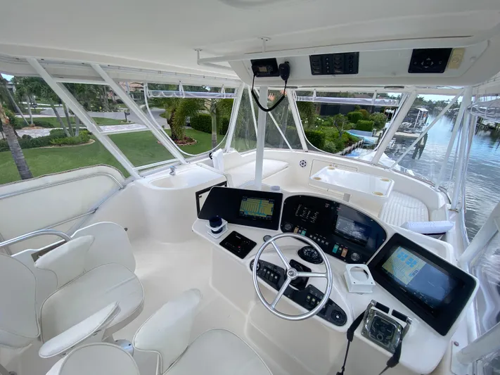 Pretty Fine Yacht Photos Pics Interior of 2003 Riviera 47 Convertible yacht with modern navigation equipment.