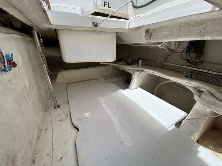 Pretty Fine Yacht Photos Pics 2003 Riviera 47 Convertible boat interior, showing storage compartment and wiring.