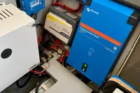 Electrical system setup in a 2022 Nautitech 40 Open catamaran, featuring Victron Energy components.