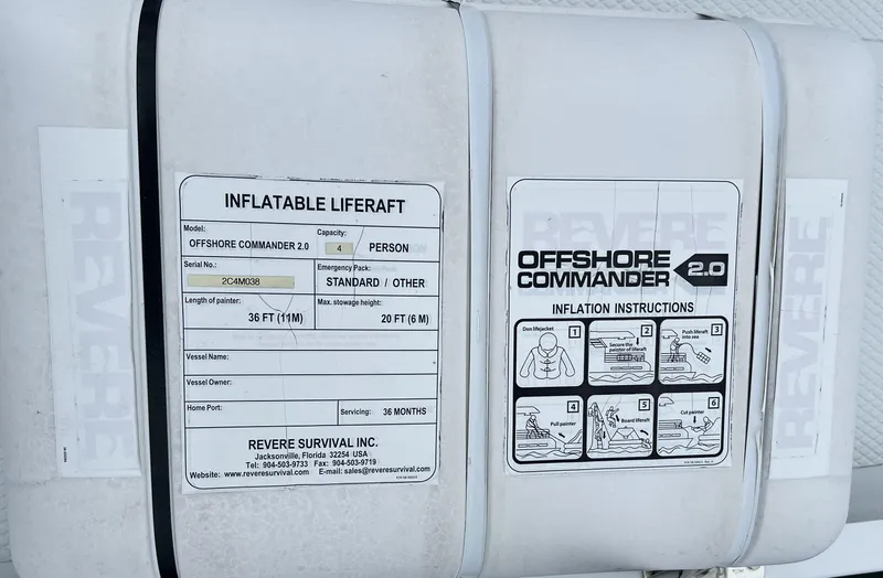 Ain't No Big Thing Yacht Photos Pics Inflatable liferaft with Offshore Commander 2.0 instructions on a Custom Steel Motor Yacht, 1988.