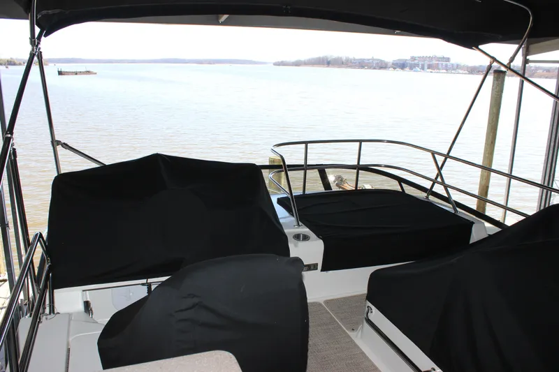  Yacht Photos Pics 2017 Sea Ray Fly 460 yacht deck with water view.