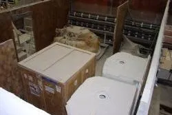  Yacht Photos Pics Engine room of 2010 Westport/West Bay Motor Yacht with equipment and storage.