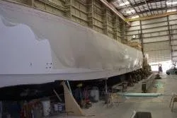  Yacht Photos Pics 2010 Westport / West Bay Motor Yacht under construction in a large indoor facility.