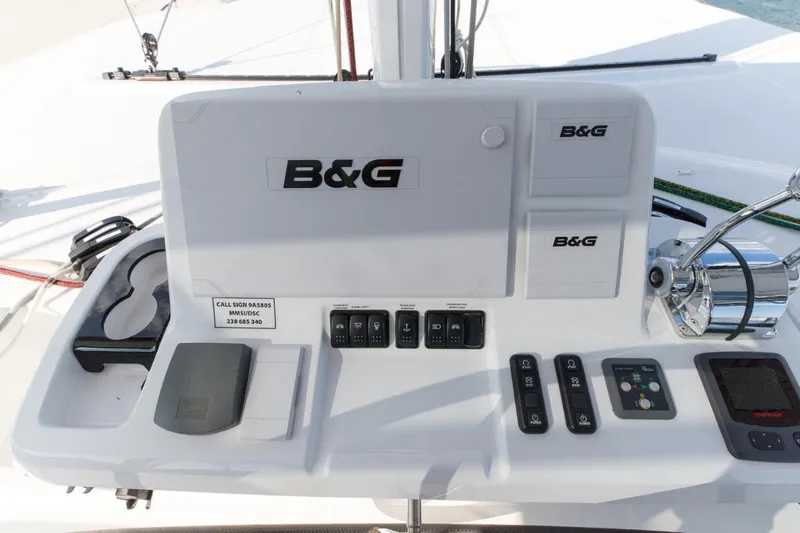 Twin Joy Yacht Photos Pics Control panel of 2019 Lagoon LAGOON 50 catamaran with B&G navigation equipment.