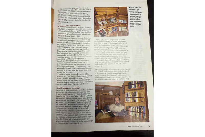 Finisterre Yacht Photos Pics Page from a magazine featuring a Catalina 36 MkII, 2006, with text and images of boat interiors.