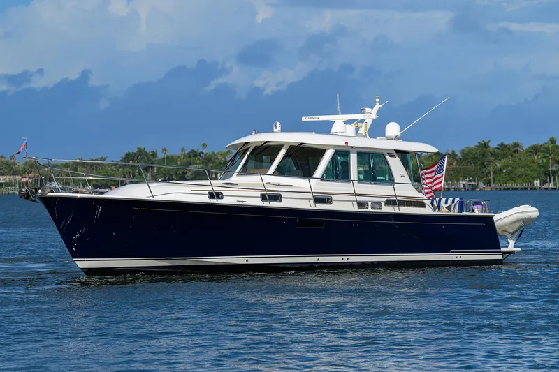 Vienna Yacht Photos Pics 2018 Sabre 48 Salon Express yacht cruising on a calm blue sea.