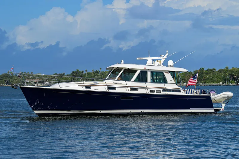 Vienna Yacht Photos Pics 2018 Sabre 48 Salon Express yacht cruising on a calm blue sea.