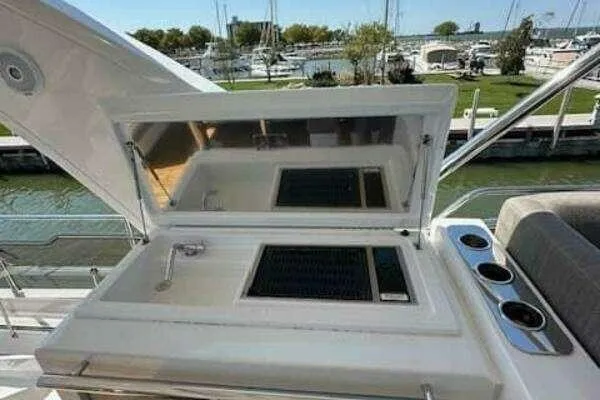  Yacht Photos Pics Luxury Azimut 66 yacht outdoor kitchenette with sink and grill, 2020 model.