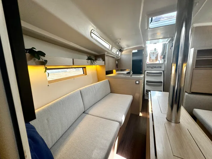 Yacht Photos Pics Interior of 2023 Beneteau Oceanis 34.1 yacht, featuring modern design and comfortable seating.